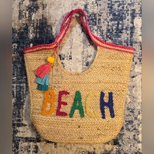 NWT Beach Straw Tote Bag - Multicolor